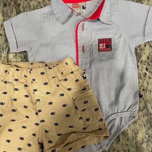 2 piece baby boy set shirt and shorts 0/3 months